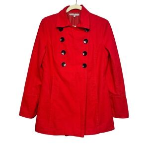 Etam Red Double Breasted Coat‎ Jacket Cotton Blend Women's Stylish Outerwear